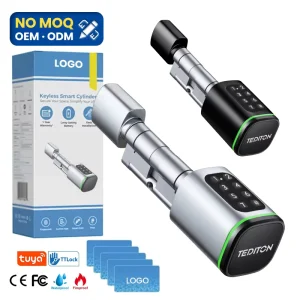 TTlock Wifi Blue or Tuya System European Universal Smart Door Handle Digital Intelligent Lock Smart Cylinder Lock Fingerprint