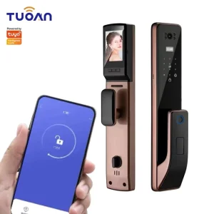 TUOAN 3D Face Recognition Smart Door Lock Automatic Biometric Rfid IC Card Wifi APP Security Camera Fingerprint Digital Locks