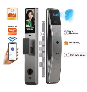 TUYA 3D Face Recognition Smart Door Lock WiFi Fingerprint Biometric Digital Lock with Camera App Remote Unlock