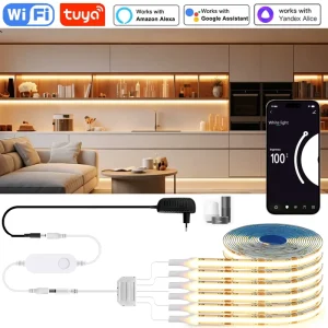 TUYA Smart WiFi COB LED Group Lighting Kit Dimmable Under Cabinet APP Voice Control Work with Alexa Google Assistant fr Showcase
