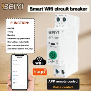 TUYA WIFI Smart Switch Energy Meter Kwh Metering Monitoring 63A 1P+N 80 300V Circuit Breaker Timer Relay