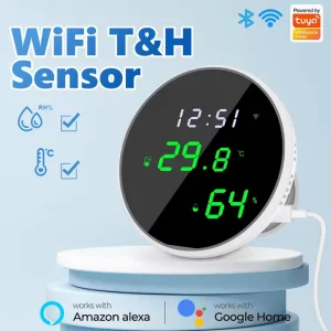 TUya USB Smart Temperature Humidity Sensor WiFi APP Remote Monitor for Smart Home Smart Life Works With Alexa Google Assistant