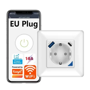 TY-EU86-type-C Tuya WiFi Smart Israel Wall Socket EU Power Plug Outlet USB Type-C 20W Charge Port for Alexa Google Home