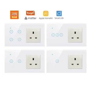TYSH WiFi Smart Socket Matter Smart Wall Glass Touch Switch Socket Tuya Ai Compatible Google Home Zigbee IP54