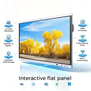 Tacteasy 65 75 Inch Android windows with Ops Dual System 4k Touch Smart Board Conference meeting Board with NFC camera Tracking