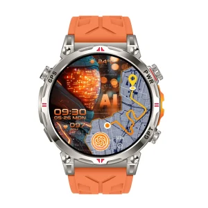 Tactical Smart Watch 50M Waterproof GPS Navigation Fitness Tracker Alarm Clock AMOLED Display Magnetic Shockproof Hiking Running