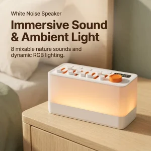 Tactile Retro Slide Control Sound Machine 10W Dual Hi-Fi Speaker 11 RGB Modes Ambient Light Smart Timer Sleep Aid