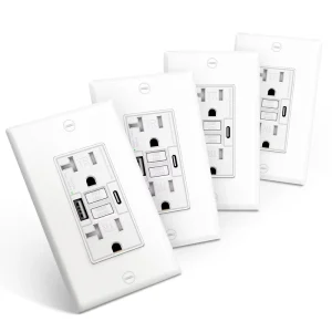 Tamper Resistant Decorator Duplex USB Type a 20 Amp Self Test Power Point GFCI GFI Socket Outlet