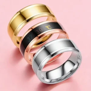 Temperature Sensing Mood Invisible Setting Trendy Blue Smart Fashion Tungsten Stainless Steel Personalized Unisex Ring