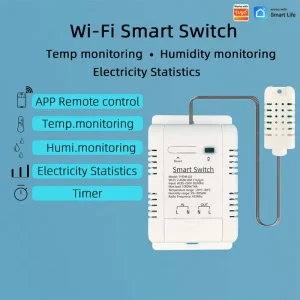 Temperature and Humidity Monitor Mobile APP Wireless Remote Control WiFi Sensor Alexa Google Home 3000W 16A Smart Switch