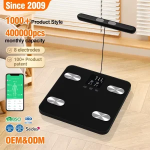 Tempered Safety Glass Platform 180KG 8 Electronic AV Colorful LCD Display Scale Smart Wireless Scale
