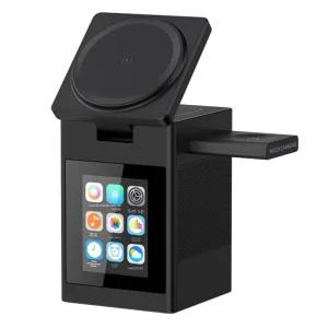 Tengyan 3 in 1 Desktop Wireless Charger with for Speaker Alarm Clock Touch Screen & AI Voice Assistant (Magnetic)