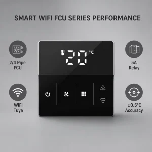 The Best Selling Three speed Fan Coil Thermostat in Europe Rs485 modbus LCD Touch Screen ODM OEM