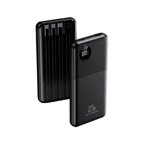 Thin Power Bank 10000mAh with 4 Built-in Cables LED Display USB-C Output PD 22.5W Fast Charging Travel Portable Charger