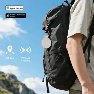 Thin Pu Leather Mini Key Tag Tracker Find My Locator for Keys Bags Global Positioning Item Tracker Tag