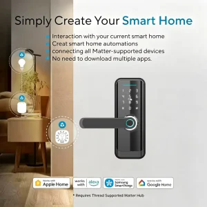 Thread Smart Lock Fingerprint Password Handle Interior Doors Lock Tuya Smart Lock Door with Key
