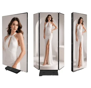 Three Panel Folding LED Moveable Foldable GOB High Resolution High Brightness Digital LED Advertising Poster