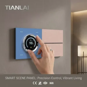 Tianlai Modern Modular Smart Home Control Panel With Rotary Knob Dimmer Switch LCD Screen for Luxury Hotel Building Factory