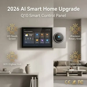 Tianlai Q10 Smart Control Panel AI Upgrade WiFi Zigbee Hub HD Touch Screen Rotary Knob for Villa Factory