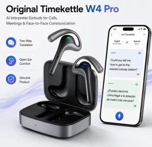 Timekettle W4 Pro AI Interpreter Translation Earbuds Bidirection Simultaneous Smart Translator Headset Device Travel Meeting