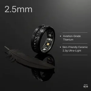 Titanium Steel Smart Ring Health Monitor Sport Recorder Android IOS App Control 5 ATM Waterproof 5-7 Days Battery Life BT