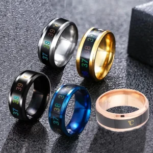 Titanium Steel Smart Temperature-sensitive Color-changing Display Temperature Ring Does Not Fade Ring Men Ring
