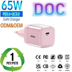 Tommox Crystal Pd 65w Charger Type c Smartphone Tablet Charger for apple macbook iphone 17 16 15 Charger ipad galaxy S25 s24