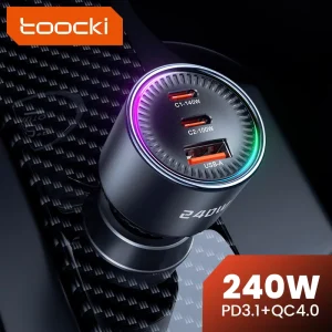 Toocki Multi Device Car Charger Fast Charging Stable Power Supply Reinforced Structure for Laptop Tablet Smartphone in Car Use