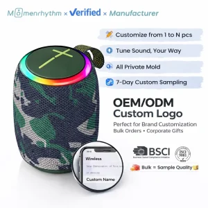 Top Ranking Small Portable Speaker Wireless Waterproof Outdoor HiFi Audio RGB Light Customizable Trendy Music Device