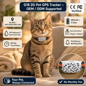 Top Selling Newest GPS Pet Dog Cat Locator G18 No Distance Limit Waterproof Pets GPS Tracker APP Web Real Time Tracking