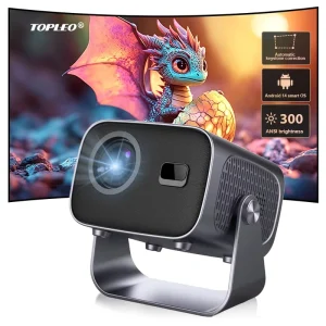 Topleo Android Portable Projector HD BT Outdoor Camping LED Wireless Home Movie Player Smart Android 4K Projector