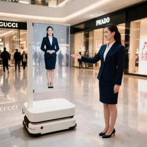 Transparent OLED Commercial High Intelligence Robot USB Interface OLED Mobile Robot Self luminous OLED Advertising Display
