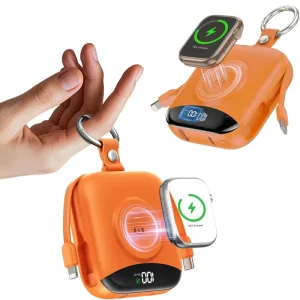 Travel Essentials 10000mAh Keychain LED Display Built in Dual Cables TSA Approved for Flight Business Trip Portable Power Bank