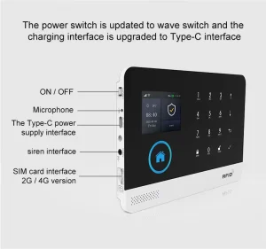 TuoAn Smart Home Security System Portable 4G+WiFi Anti Theft Alarm Host <500mA Battery Factory Plastic 433MHz