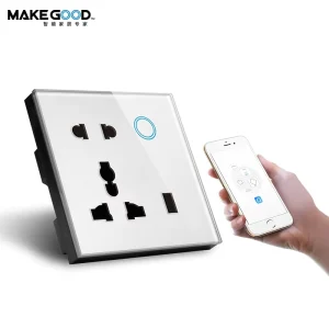 Tuya 13A Wifi Zigbee Power Plug Socket Home Tempered Glass Wifi Universal Wall Socket Alexa Voice Control Smart Usb Wall Socket