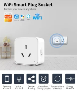 Tuya 16A WiFi Smart Plug with Voice Control and Mobile App Remote Operation Compatible with Australian and New Zealand Standard