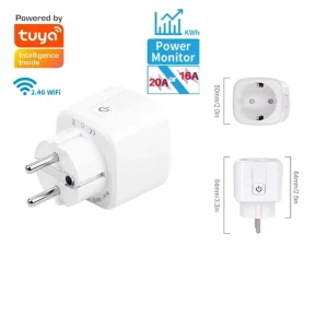 Tuya 20A 16A EU Smart Socket WiFi BLE Smart Plug Power Monitoring Timing Function Voice Control Alexa Google Assistant Home