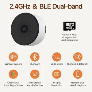 Tuya 2K Full Color Night Vision 3MP Wide Angle Dual Band Human Detection Indoor WiFi Dome Camera Two Way Audio for Home Security