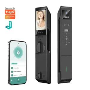 Tuya 3D Face Recognition Palm Vein Smart Door Lock with Fingerprint & Video Intercom for Aluminum Steel Doors Wi Fi Enabled