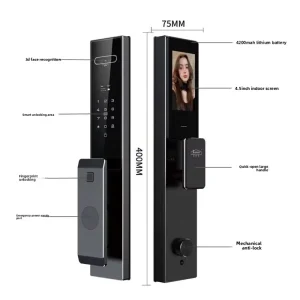 Tuya 3D Face Smart Lock WiFi Cloud Video Intercom Camera Auto Fingerprint Keyless Entry Security Aluminium Alloy Home 4200mAh
