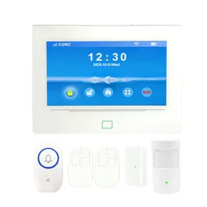 Tuya 7 inch 4G+WIFI Smart Security Alarm System ABS Wireless 433mhz PIR Motion Detection SOS Function Remote Control Built in