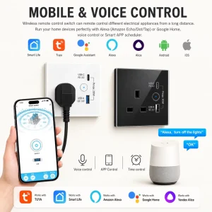 Tuya 86×86 WiFi Zigbee UK Power Outlet Smart Wall Socket with USB Type C Charging APP Remote Control Child Lock Factory Direct