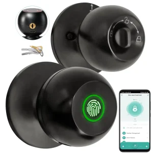 Tuya APP Control Smart Home Device Security System Aluminum Fingerprint Unlocking Cloud Storage Indoor Ball Knob Smart Lock