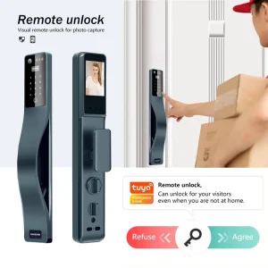 Tuya APP Control Smart Lock for Steel Doors Digital Electronic Push Pull 3D Face PalmVein Recognition WiFi Includes Key Code