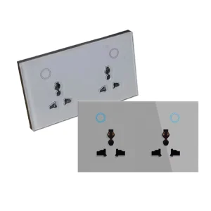 Tuya Alexa Smart Double Power Wall Socket Switch with USB Type C Port IP32 Universal WiFi Glass Panel Touch 16A 2 Zigbee