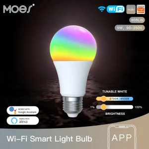 Full-Function Smart Bulb, Tuya App Control, 16 Million Colors, Wide-Gamut Color Temperature, CRI 80, Suitable for Home Use