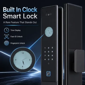 Tuya App 3D Face Recognition Palm Vein Fingerprint Password Card Keyless Entry Smart Door Lock with Built in Clock