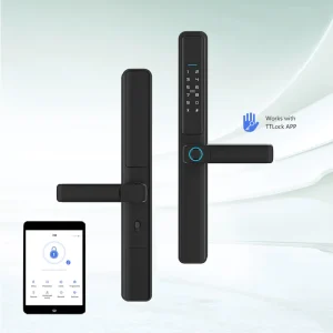 Tuya App Controlled WiFi & for Fingerprint Card Key Unlock Smart Aluminum Alloy Wood Door Lock with Cloud Storage