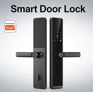 Tuya App WiFi Aluminum Steel Door Memory Card Keyless Biometric Fingerprint Round Security Knob Smart Lock