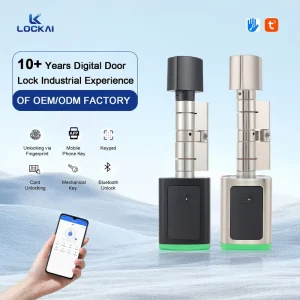 Tuya BLE TT Lock Smart Cylinder Lock with Key Fingerprint Unlock Aluminium Alloy Compatible Aluminum Steel Doors Tuya App WiFi